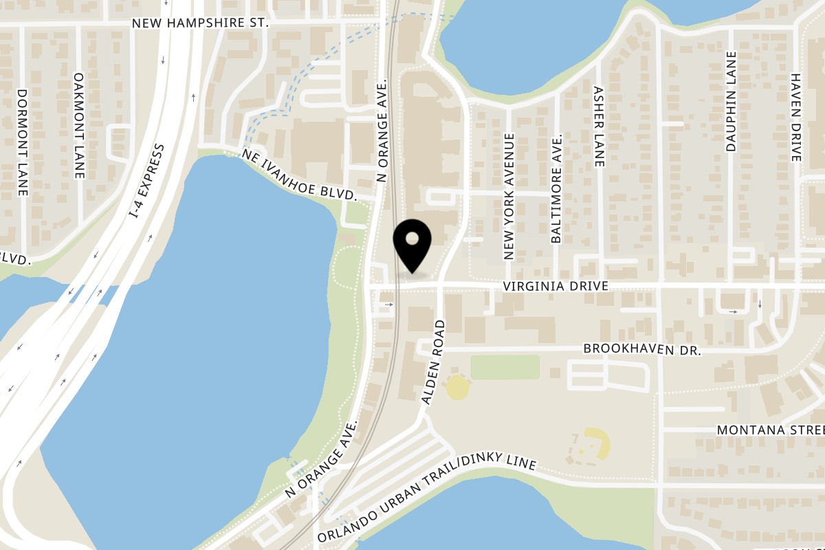 Map showing the location of EGGDOSE Orlando on 1412 Alden Rd in Orlando